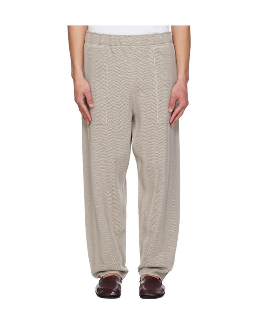 Homme Plissé Issey Miyake Gray Herringbone Casual Pants for men