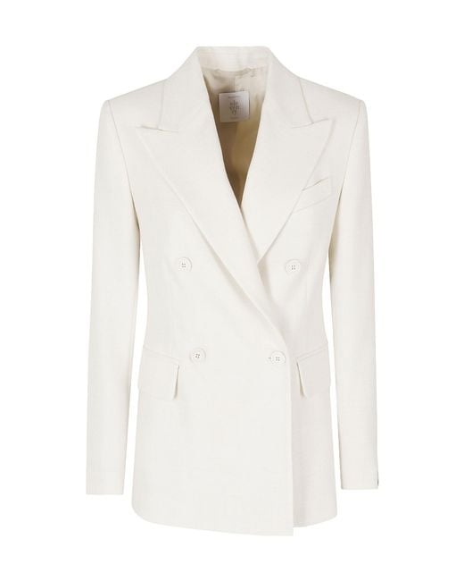 Eleventy White Double-Breasted Suit Jacket