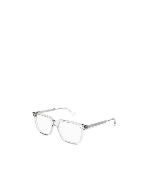 Gucci White Eyewear Rectangular Frame Glasses for men