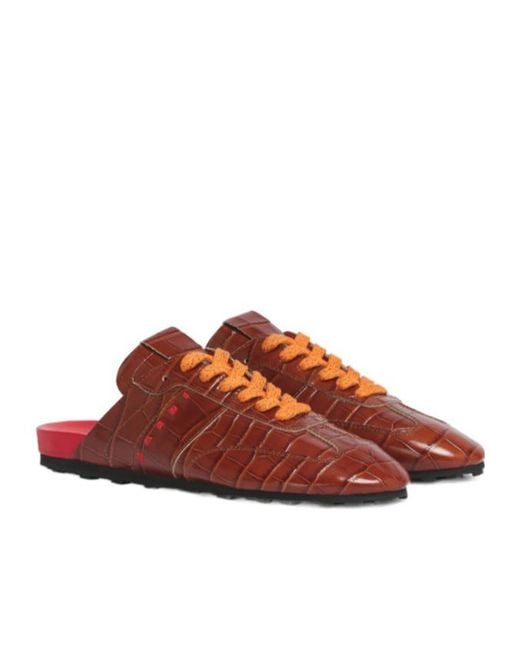 Marni Red Croc-Effect Leather Softy Soccer Slip-On Sneakers for men