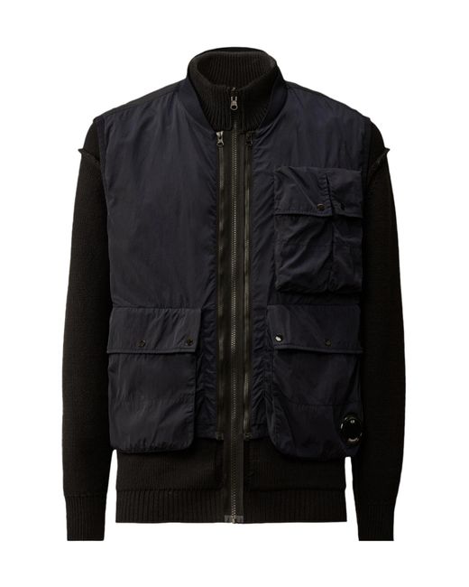 C P Company Black Pocket Detailed Zipped Jacket for men