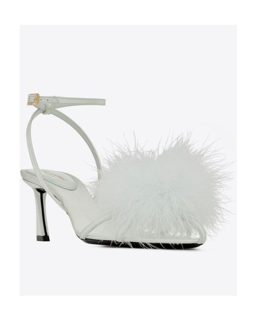 Saint Laurent White Mae Pointed Toe Mules