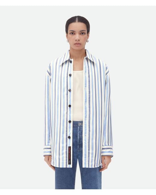 Bottega Veneta Blue Striped Padded Jacket
