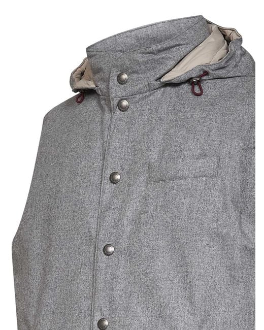 Brunello Cucinelli Gray Padded Wool Vest for men