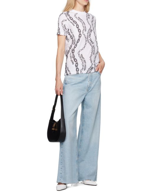 Versace Jeans White Couture Chain Couture Printed Crewneck T-Shirt