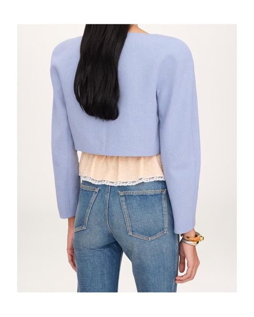 Chloé Blue Button-Up Cropped Jacket
