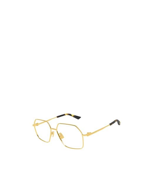 Bottega Veneta Metallic Eyewear Hexagonal Frame Glasses