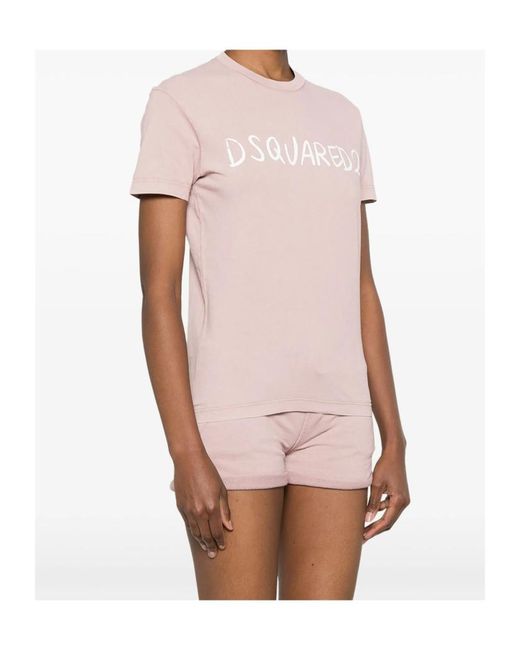 DSquared² Pink Fade Just Right Fit Handwritten Logo T-Shirt