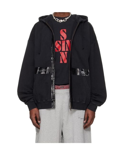 Vetements Blue Taped Zip-Up Hoodie for men