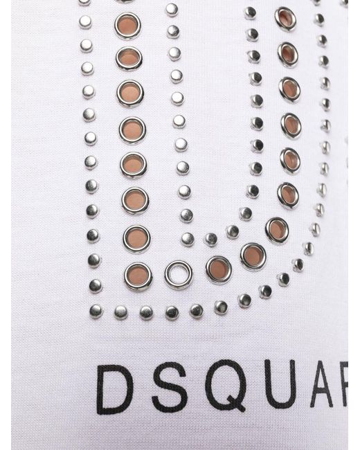 DSquared² White Logo-Studded Short-Sleeve T-Shirt for men