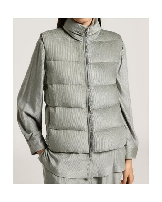 Peserico Gray Quilted Corduroy Gilet