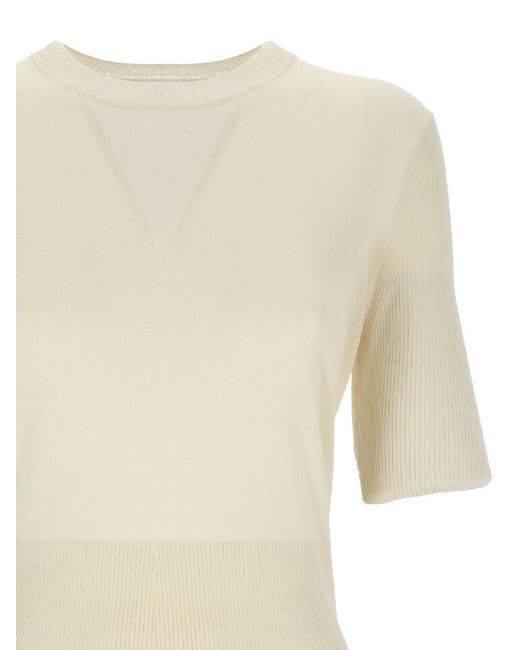 Joseph Natural Contrasting-Trim Crew Neck Jumper