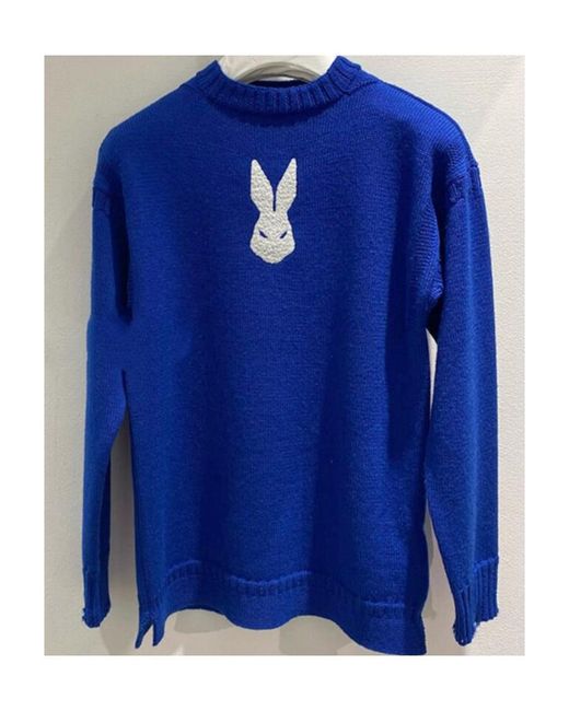 Maison Margiela Blue Distressed Effect Ribbed Knit Jumper for men