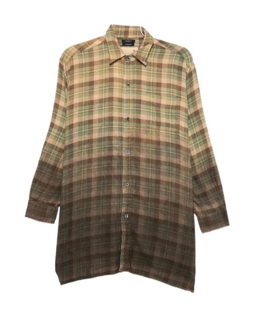 R13 Brown Check-Print Distressed-Effect Shirt