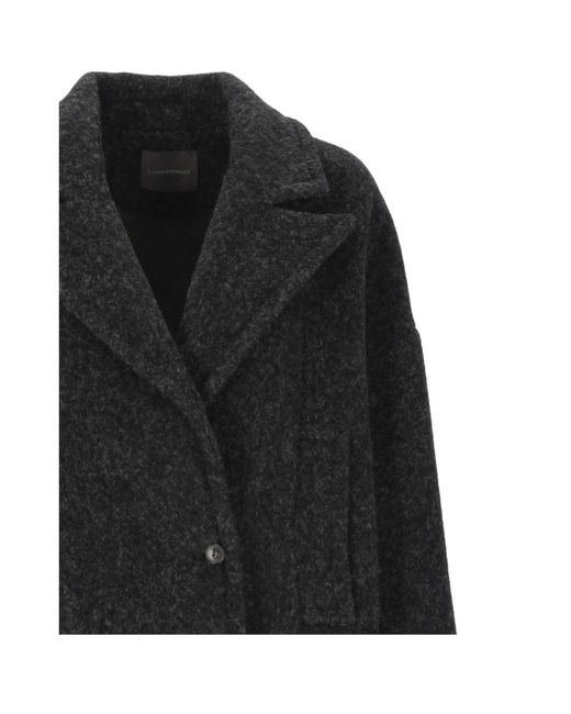 Lorena Antoniazzi Black Brushed Notched-Lapel Coat