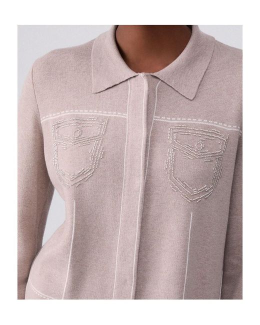 Liu Jo Gray Knit Jacket With Beads