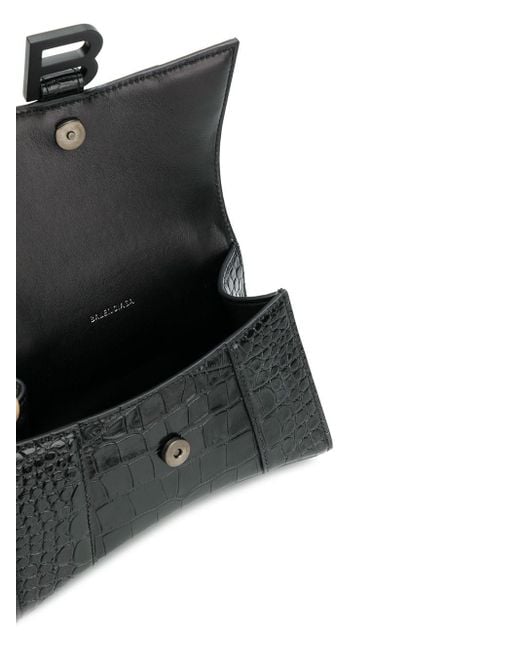 Balenciaga Black Hourglass Xs Top Handle Bag