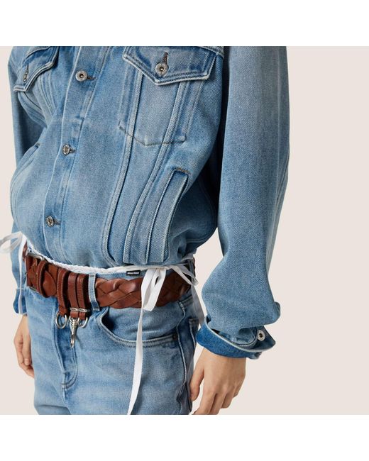 Miu Miu Blue Denim And Suede Jacket