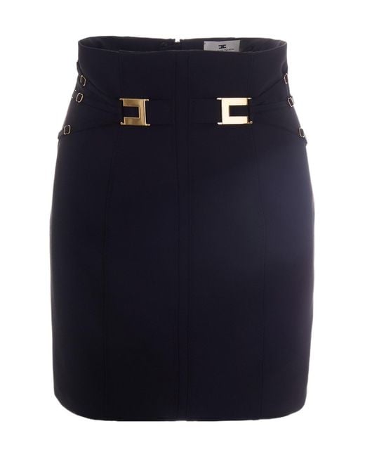 Elisabetta Franchi Blue High Waist Mini Skirt