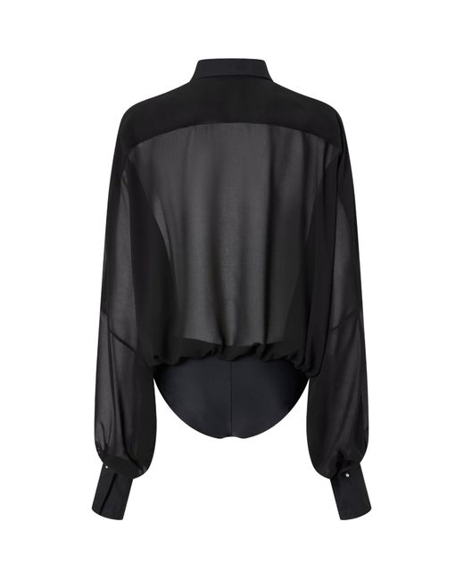 Pinko Black Button-Down Semi-Sheer Bodysuit