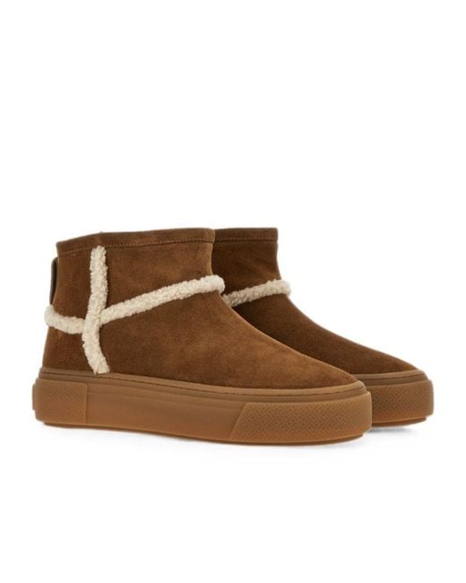 Hogan Brown Slip-On Ankle Boots