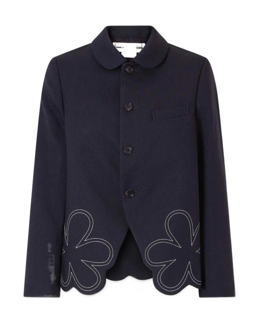 Comme des Garçons Blue Embroidered Blazer