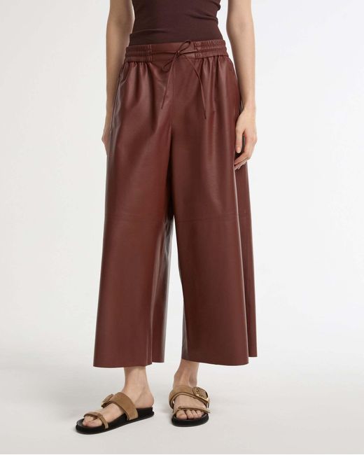 Yves Salomon Purple Drawstring Leather Trousers