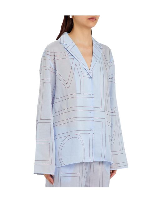 Totême  Blue Cotton-Blend Pyjama Shirt