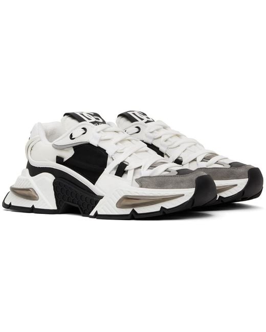 Dolce & Gabbana White Airmaster Panelled Lace-Up Sneakers for men