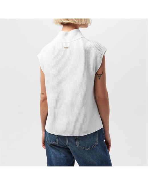 Barbour White Half-Zip Sweater