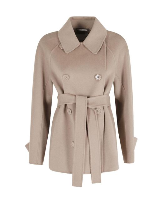 Max Mara Brown 'S Louise Double Breasted Short Belted Jacket