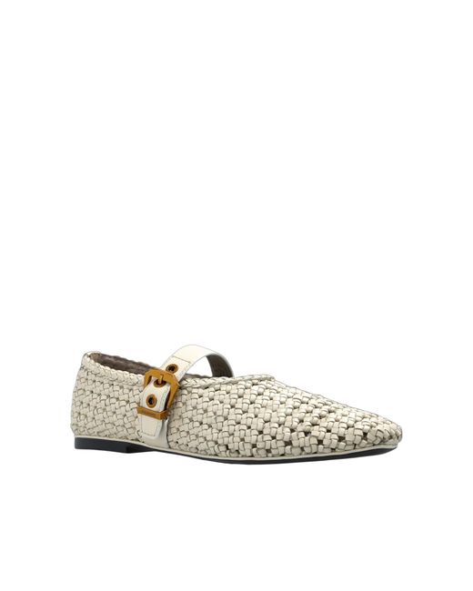 AllSaints White Round-Toe Flat Shoes