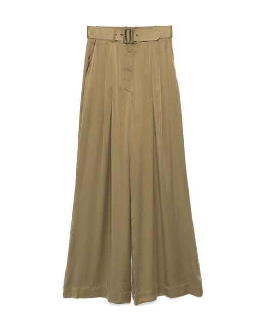 Zimmermann Green Silk Wide-leg Trousers
