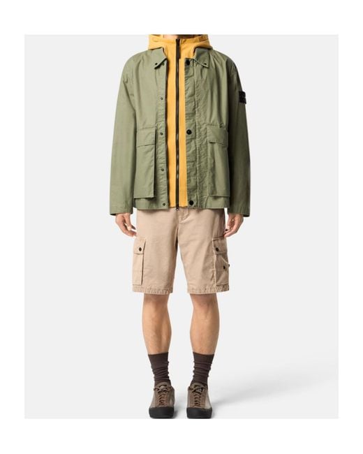Stone Island Green S0290 4100054 Waxed Pigment Cotton Tela Jacket for men