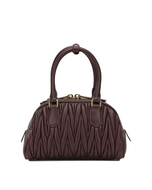 Miu Miu Brown Matelassé Zipped Tote Bag