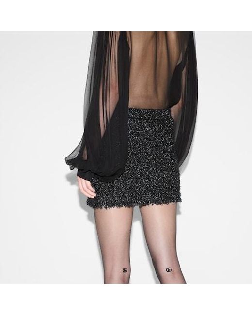 Gucci Black Tweed Button Detailed Skirt