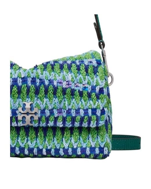 Tory Burch Green Charlie Beaded Shoulder Bag