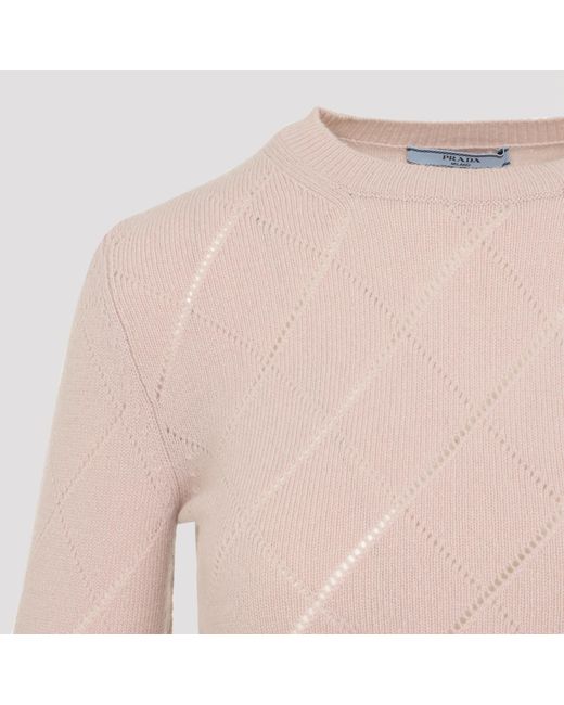 Prada Pink Crewneck Cropped Jumper