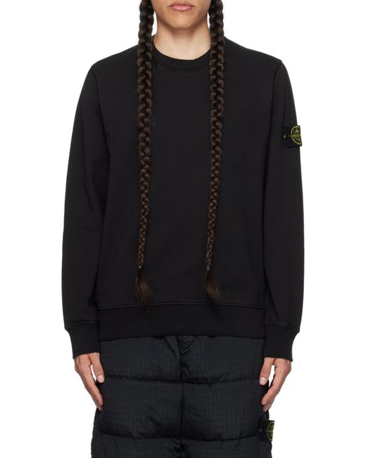 Stone Island Black Logo Patch Crewneck Sweatshirt for men
