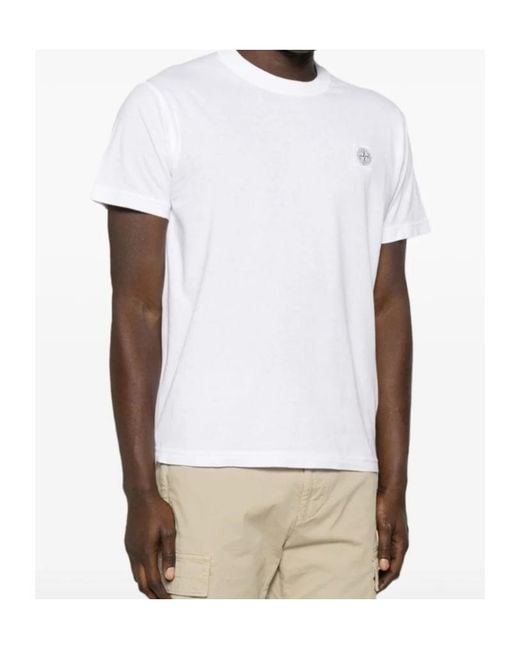 Stone Island White Logo Patch Crew-Neck T-Shirt for men