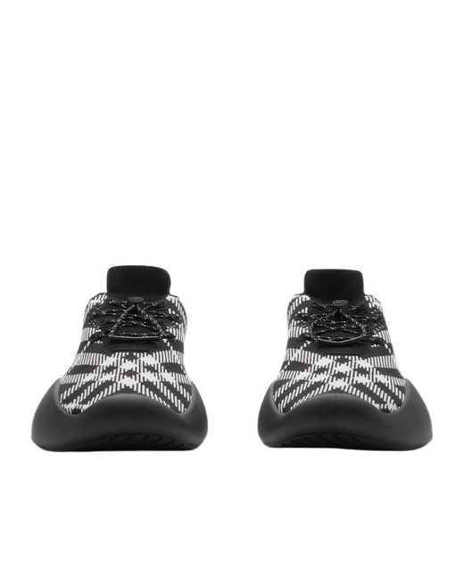 Burberry Blue Checked Knitted Neptune Sneakers for men