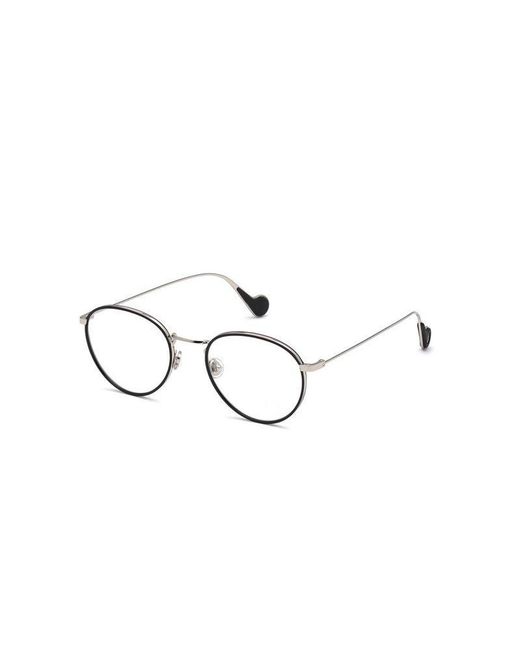 Moncler Metallic Eyewear Oval Frame Glasses for men