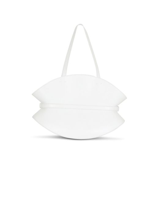 Balmain White Shuffle Medium Tote Bag