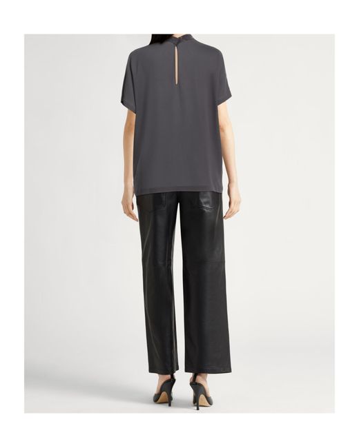 Brunello Cucinelli Gray Short Sleeve Crew Neck Top