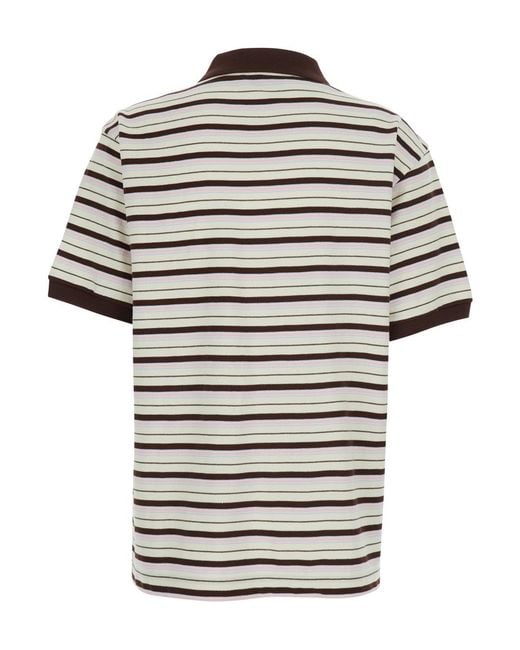 DUNST White Striped Logo Polo Shirt for men