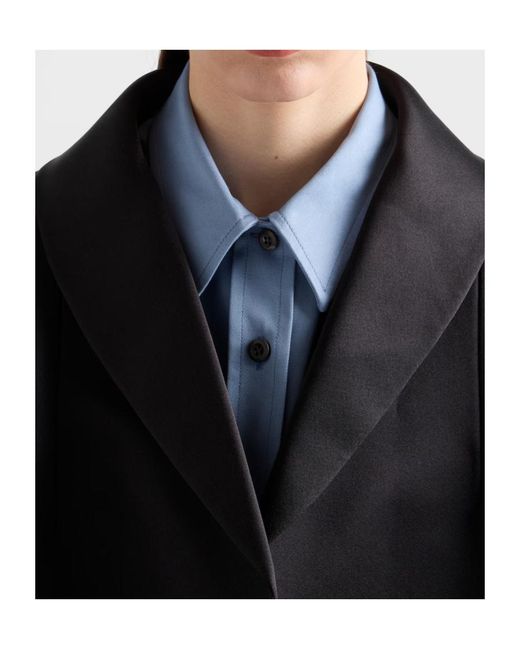 Prada Black Single-Breasted Double Satin Coat