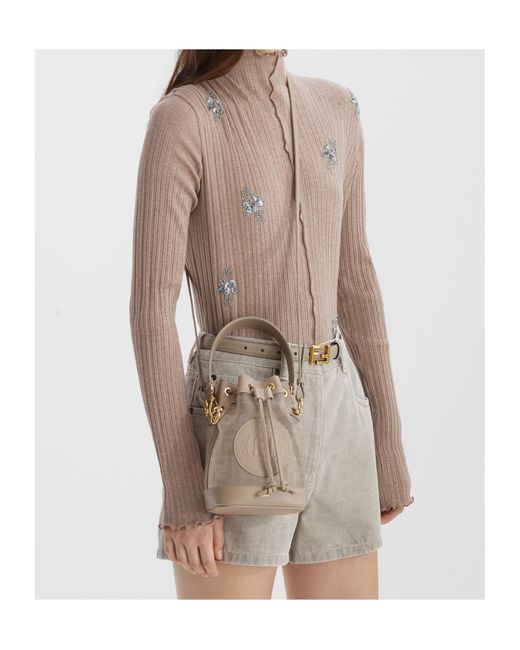 Fendi White Mon Tresor Drawstring Mini Bucket Bag
