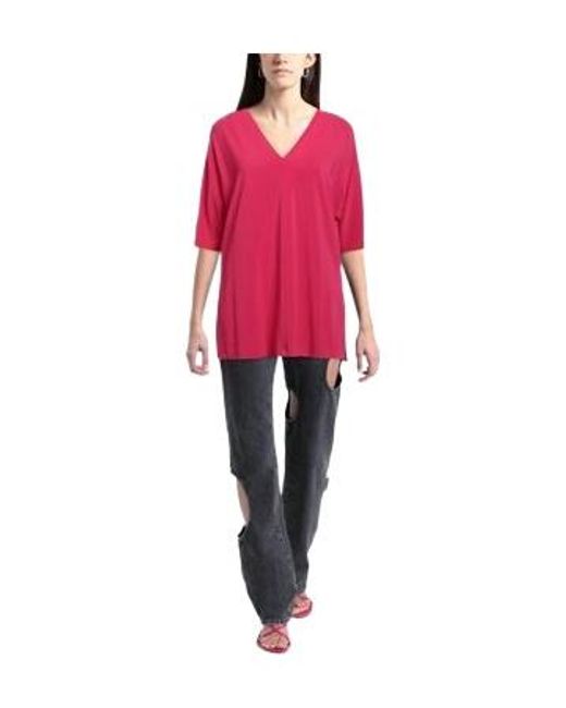 Max Mara Pink V-Neck Three-Quarter Sleeve Top