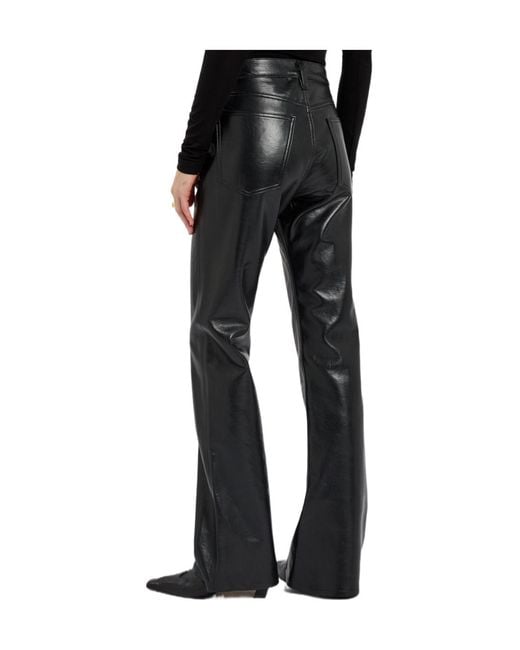 Agolde Gray Bootcut Leather Trousers