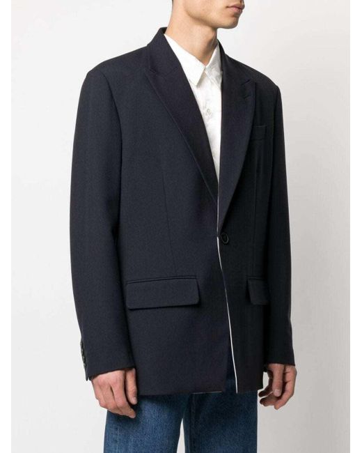 Valentino Blue Single-Breasted Long-Sleeved Blazer for men